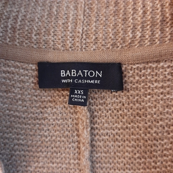 Aritzia Babaton Wool Cashmere Minimalist Grandpa Cardigan Sweater XXS Brown Tan - Picture 5 of 7